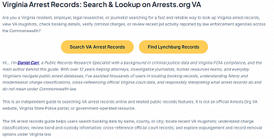 virginiaarrests.co homepage